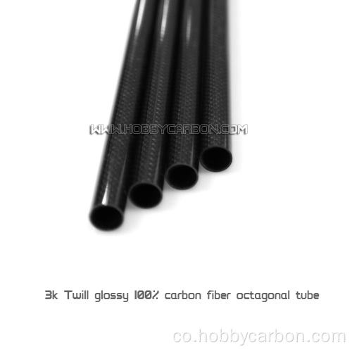 Tubu in fibra di carbonu 3K in twill lucido / semplice